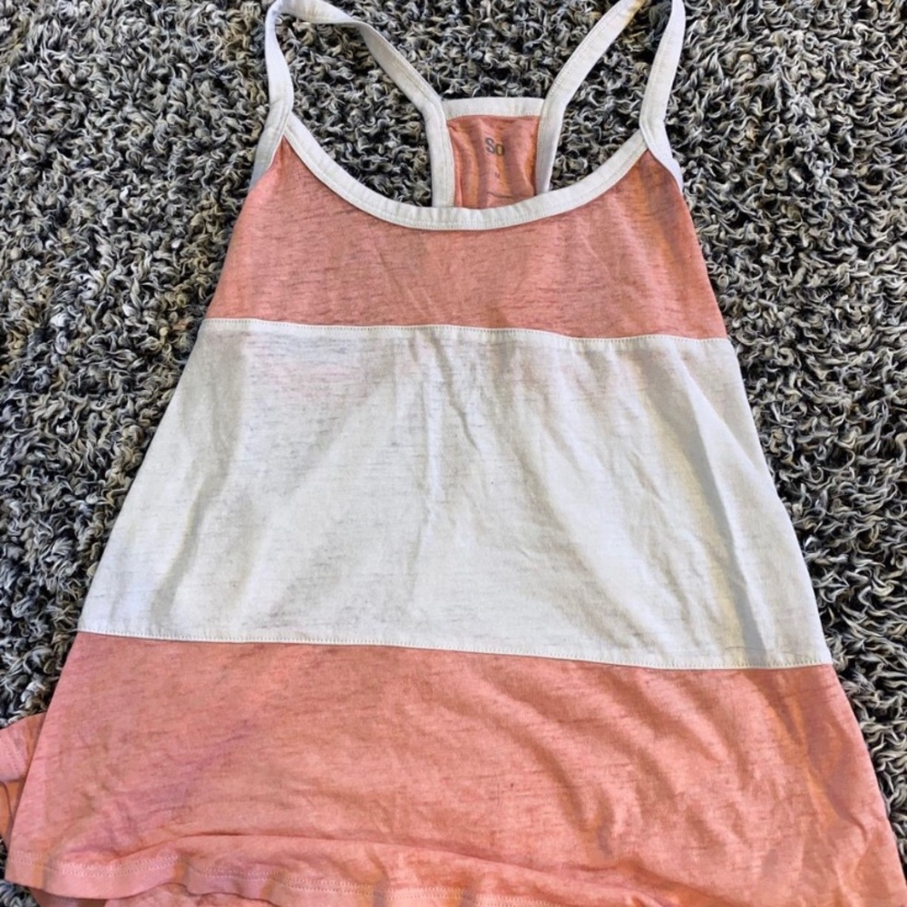 SO Coral Pink & White tank top